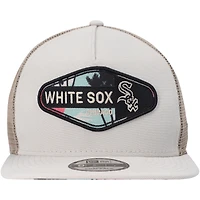 Men's New Era Natural Chicago White Sox Retro Beachin' Patch A-Frame Trucker 9FIFTY Snapback Hat
