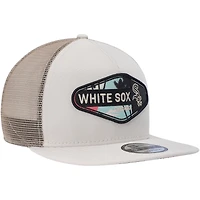 Men's New Era Natural Chicago White Sox Retro Beachin' Patch A-Frame Trucker 9FIFTY Snapback Hat