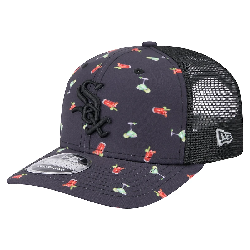 Men's New Era Navy Chicago White Sox Adventure Drinks Pattern 9SEVENTY Stretch-Snap Hat