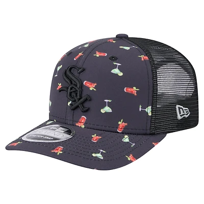 Men's New Era Navy Chicago White Sox Adventure Drinks Pattern 9SEVENTY Stretch-Snap Hat