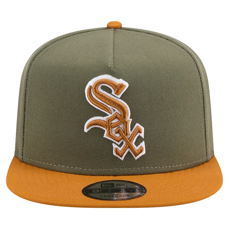 Casquette snapback A-Frame 9FIFTY pour homme New Era, olive/marron, Chicago White Sox Color Pack