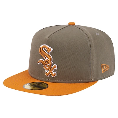 Men's New Era Orange/Light Beige Chicago White Sox Two-Tone Color Pack A-Frame 59FIFTY Fitted Hat