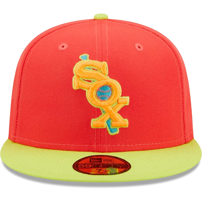 Casquette ajustée 59FIFTY pour homme Chicago White Sox Lava Highlighter Combo rouge/vert fluo New Era