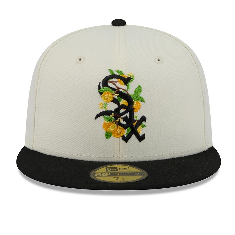 Men's New Era White/Black Chicago White Sox Blossom 59FIFTY Fitted Hat