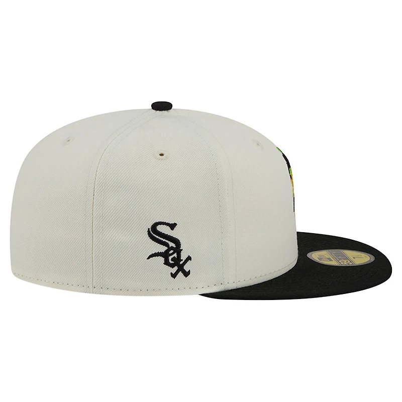 Men's New Era White/Black Chicago White Sox Blossom 59FIFTY Fitted Hat