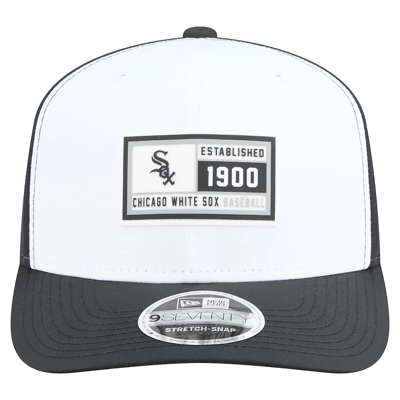 Casquette ajustable 9SEVENTY blanche/noire New Era pour homme, Chicago White Sox Established Patch
