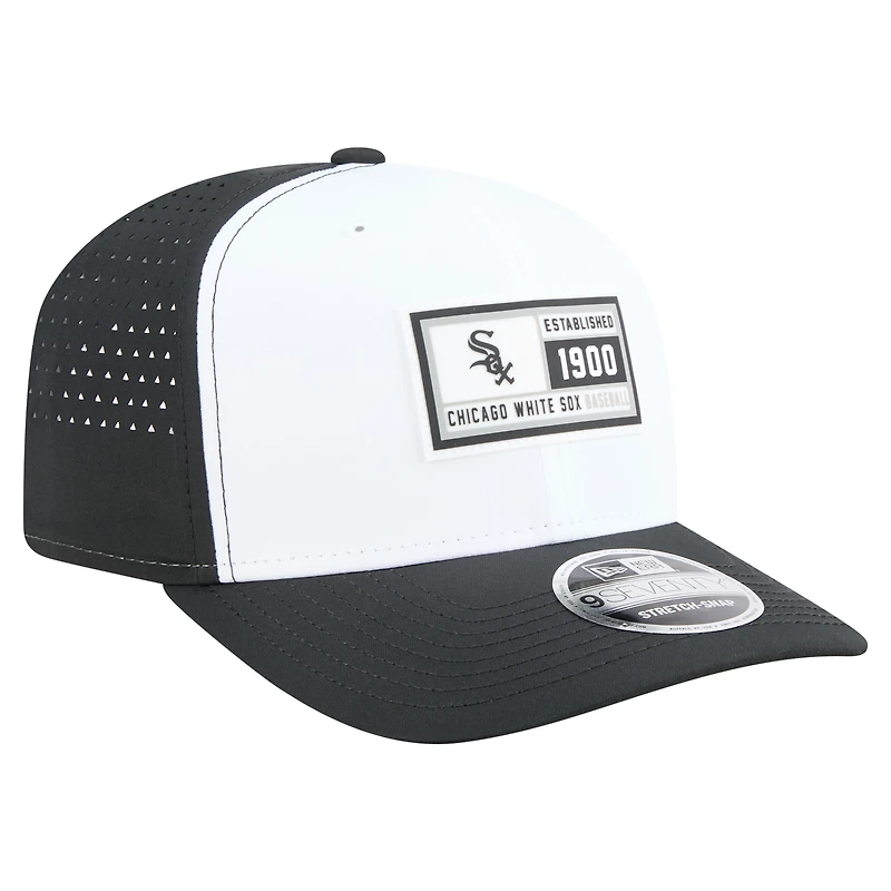 Men's New Era White/Black Chicago White Sox Established Patch 9SEVENTY Adjustable Hat