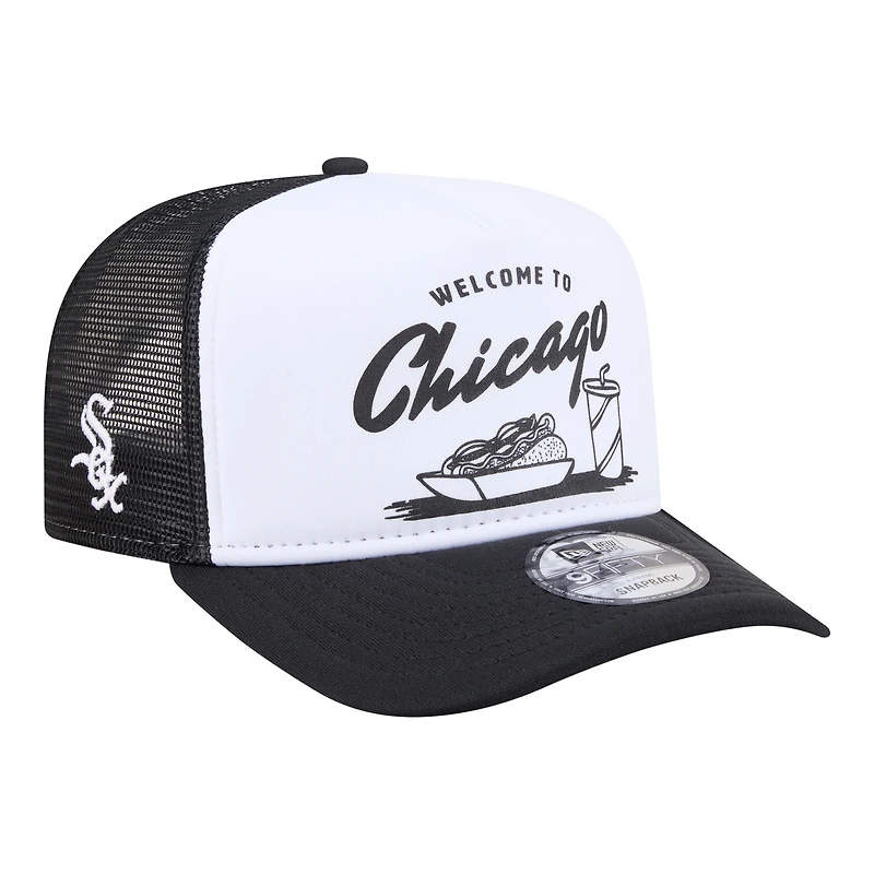 Men's New Era  White/Black Chicago White Sox Foodie A-Frame 9FIFTY Trucker Snapback Hat