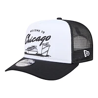 Men's New Era  White/Black Chicago White Sox Foodie A-Frame 9FIFTY Trucker Snapback Hat