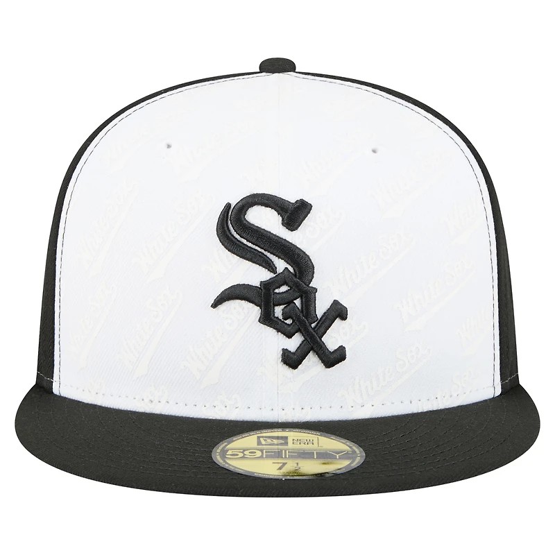 Men's New Era White/Black Chicago White Sox Repeat 59FIFTY Fitted Hat
