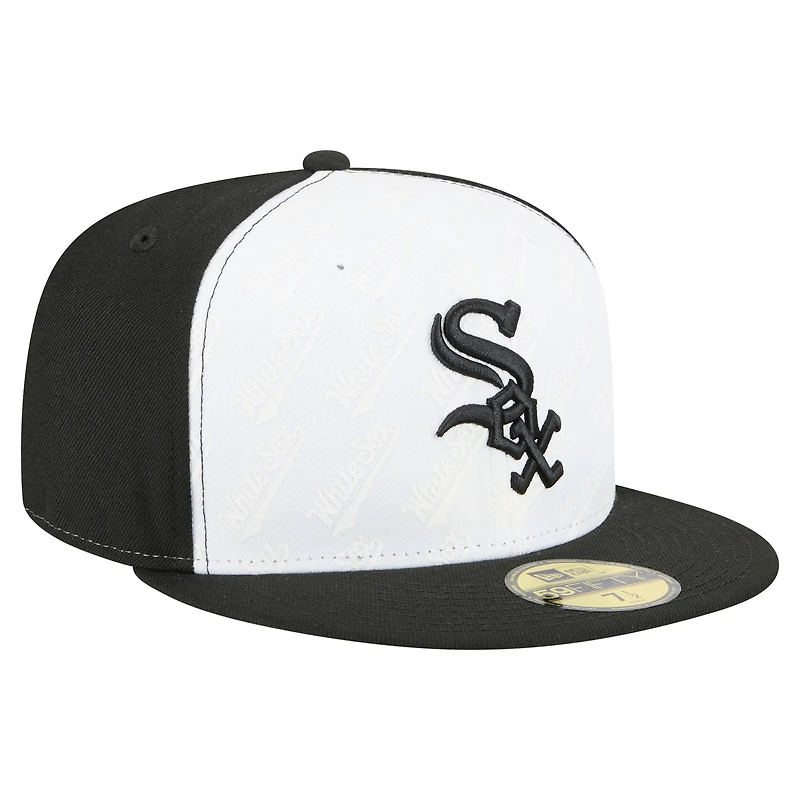 Men's New Era White/Black Chicago White Sox Repeat 59FIFTY Fitted Hat