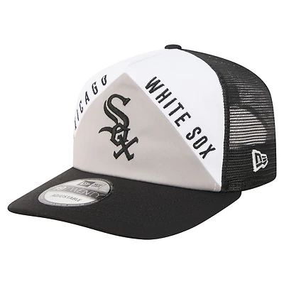 Casquette trucker ajustable New Era blanche et noire Chicago White Sox, coupe rétro 19TWENTY pour homme