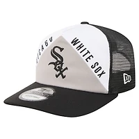 Casquette trucker ajustable New Era blanche et noire Chicago White Sox, coupe rétro 19TWENTY pour homme