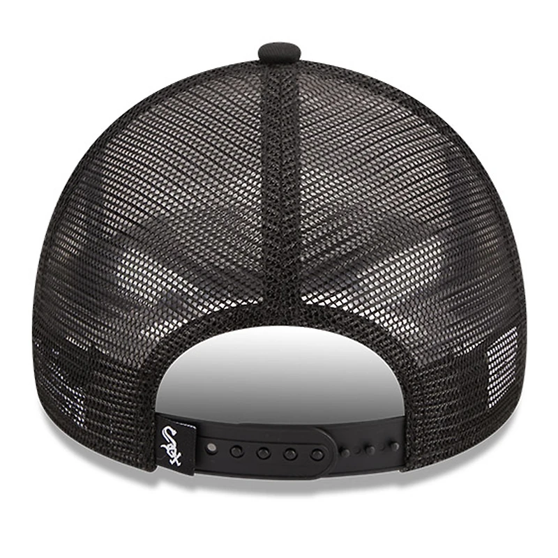 Men's New Era White/Black Chicago White Sox Stacked A-Frame Trucker 9FORTY Adjustable Hat