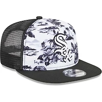 Casquette New Era Chicago White Sox Vacay 2.0 A-Frame Trucker 9FIFTY Snapback pour homme, blanc/noir