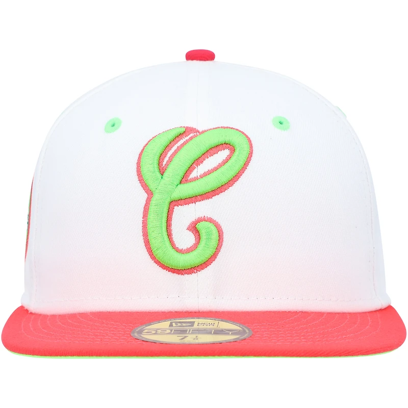 Men's New Era White/Coral Chicago White Sox Cooperstown Collection Comiskey Park 75th Anniversary Strawberry Lolli 59FIFTY Fitted Hat