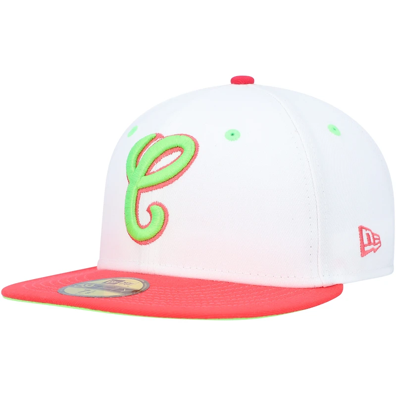 Men's New Era White/Coral Chicago White Sox Cooperstown Collection Comiskey Park 75th Anniversary Strawberry Lolli 59FIFTY Fitted Hat