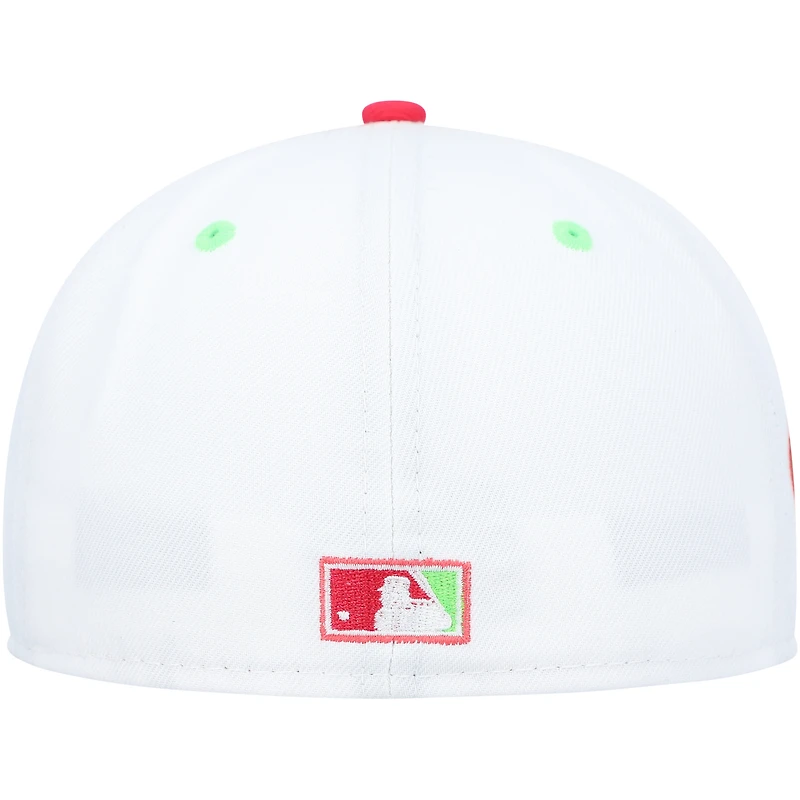 Men's New Era White/Coral Chicago White Sox Cooperstown Collection Comiskey Park 75th Anniversary Strawberry Lolli 59FIFTY Fitted Hat