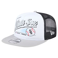 Men's New Era White/Gray Chicago White Sox Retro Script Trucker 9FIFTY Snapback Hat