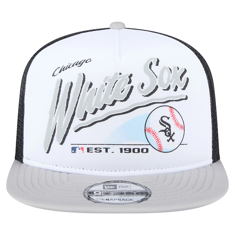 Men's New Era White/Gray Chicago White Sox Retro Script Trucker 9FIFTY Snapback Hat