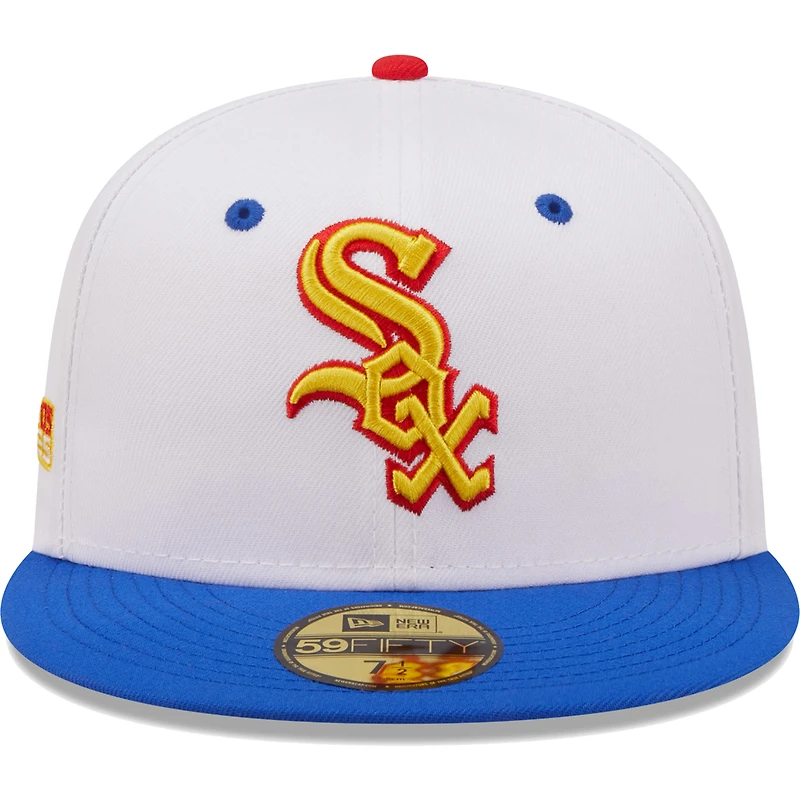 Casquette ajustée New Era 59FIFTY pour homme, blanche et bleue, Chicago White Sox, édition spéciale Série mondiale 2005, motif Cherry Lolli.