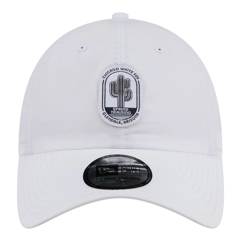 Casquette New Era blanche pour homme, Chicago White Sox, pack d'entraînement de printemps 2026, modèle Icon, classique et décontractée, ajustable.