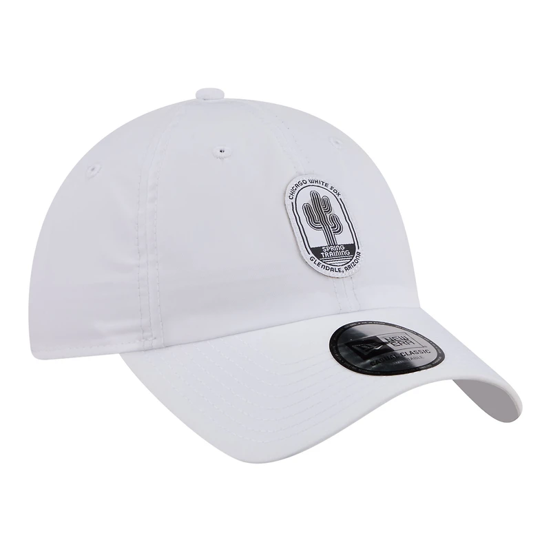 Casquette New Era blanche pour homme, Chicago White Sox, pack d'entraînement de printemps 2026, modèle Icon, classique et décontractée, ajustable.