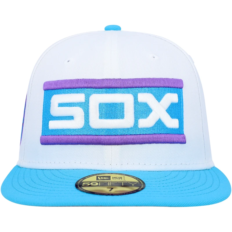 Men's New Era White Chicago Sox Comiskey Park 75th Anniversary Vice 59FIFTY Fitted Hat
