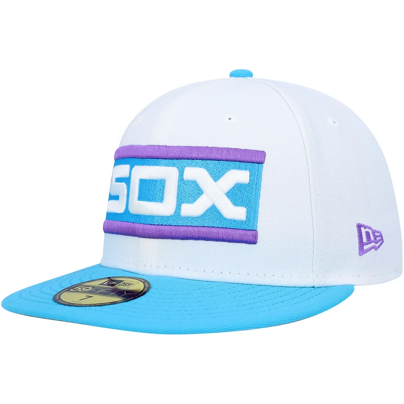 Men's New Era White Chicago Sox Comiskey Park 75th Anniversary Vice 59FIFTY Fitted Hat
