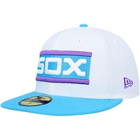 Men's New Era White Chicago Sox Comiskey Park 75th Anniversary Vice 59FIFTY Fitted Hat