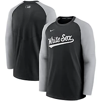 Men's Nike Black/Gray Chicago White Sox Authentic Collection Pregame Performance Raglan Pullover Sweatshirt