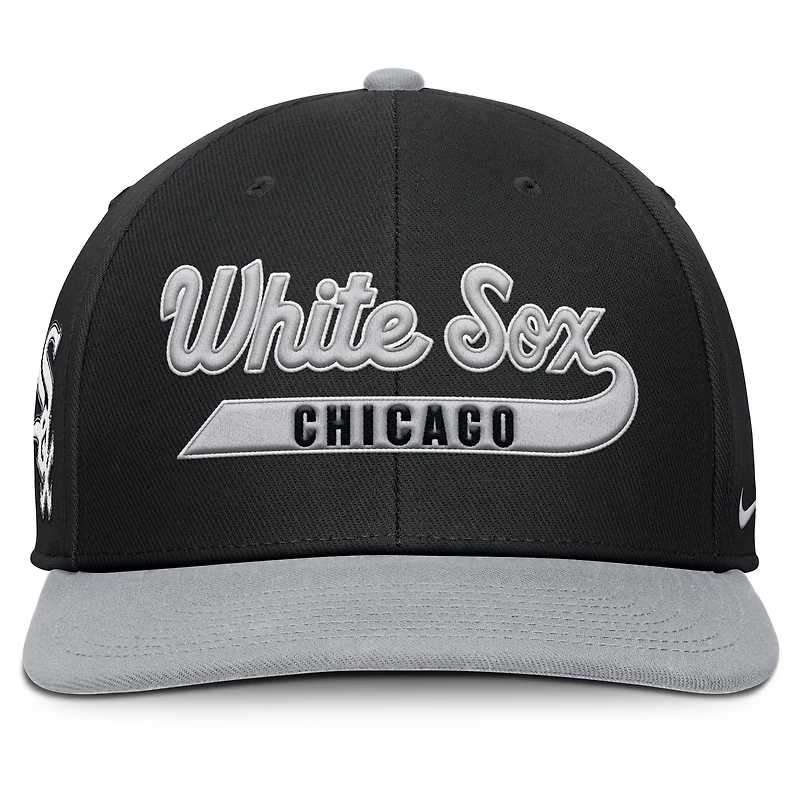 Casquette Nike Pro Performance Snapback Chicago White Sox noire/grise pour homme