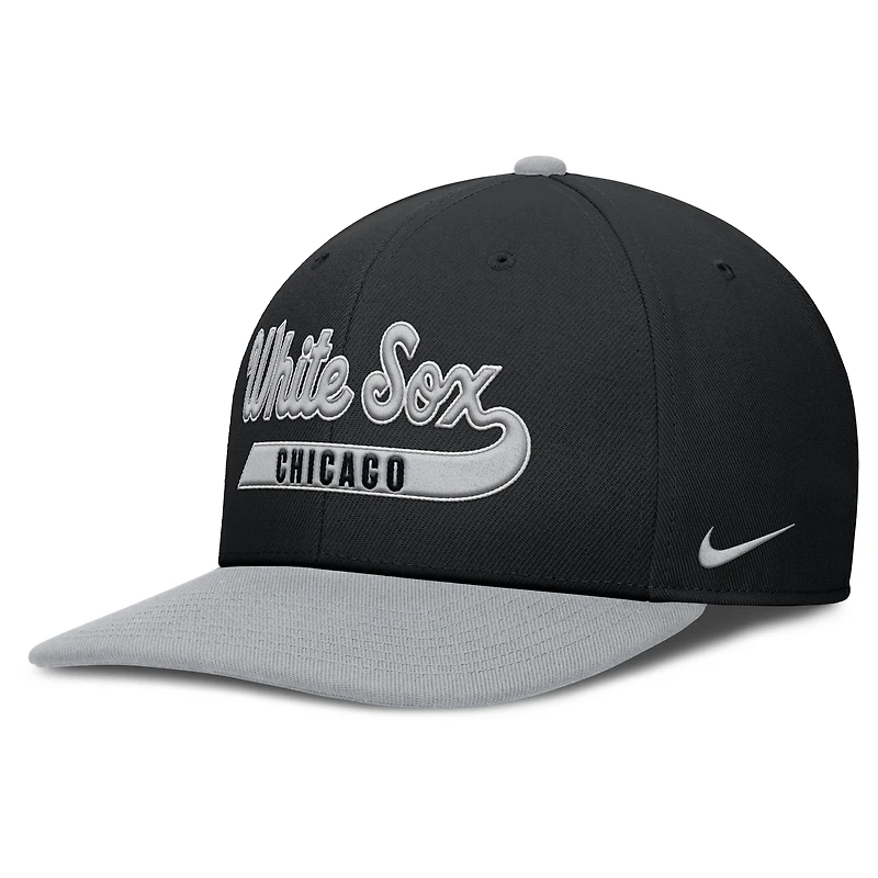 Casquette Nike Pro Performance Snapback Chicago White Sox noire/grise pour homme