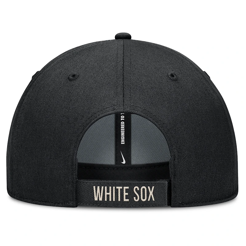 Casquette ajustable Nike noire/naturelle pour homme Chicago White Sox Statement Club Performance