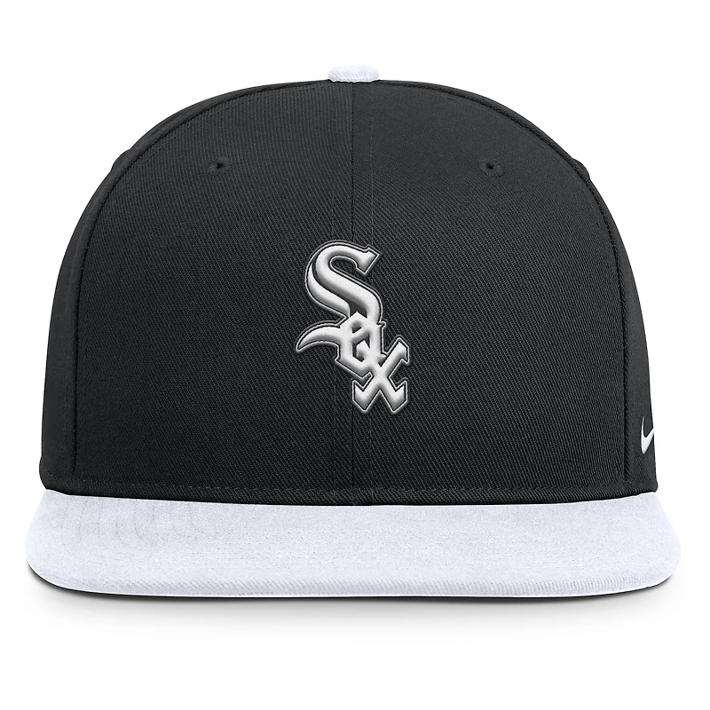Casquette Nike Primetime Pro Dri-FIT Snapback noire et blanche pour homme, Chicago White Sox