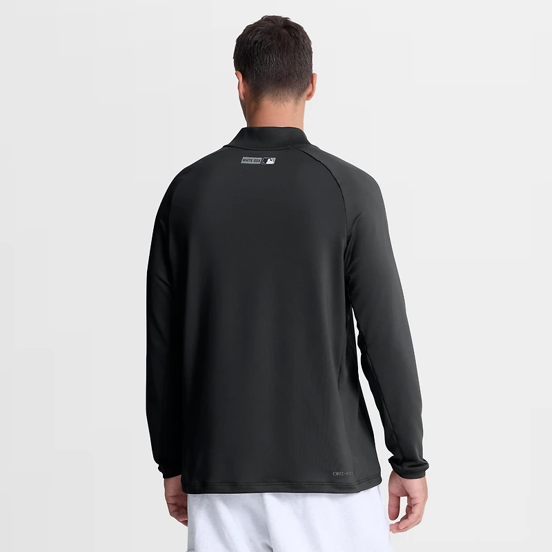 Pull Nike Chicago White Sox Authentic Collection Dri-FIT Raglan demi-zip pour homme, noir.