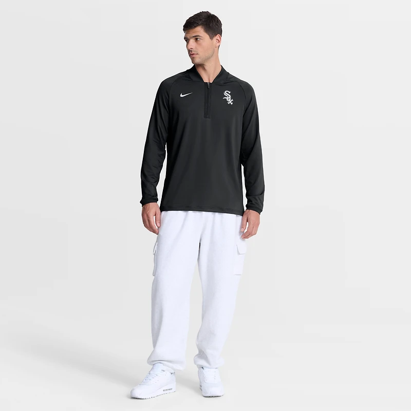 Pull Nike Chicago White Sox Authentic Collection Dri-FIT Raglan demi-zip pour homme, noir.