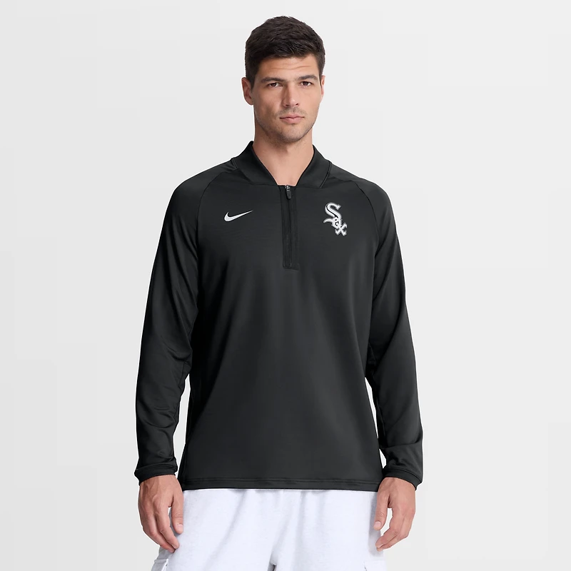 Pull Nike Chicago White Sox Authentic Collection Dri-FIT Raglan demi-zip pour homme, noir.