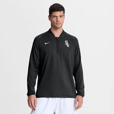 Pull Nike Chicago White Sox Authentic Collection Dri-FIT Raglan demi-zip pour homme, noir.