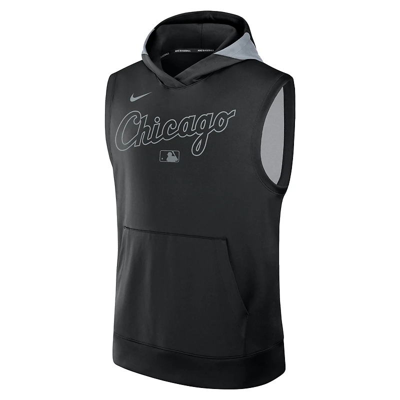 Sweat à capuche sans manches Nike Performance Authentic Collection Chicago White Sox pour homme, noir