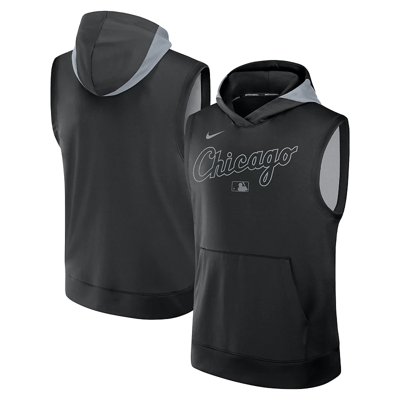 Sweat à capuche sans manches Nike Performance Authentic Collection Chicago White Sox pour homme, noir