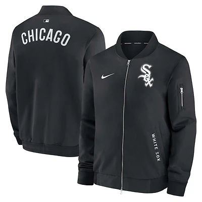 Men's Nike Black Chicago White Sox Authentic Collection Dugout Full-Zip Bomber Jacket