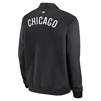Veste aviateur Nike noire à fermeture éclair intégrale pour homme, collection authentique Chicago White Sox, modèle Dugout