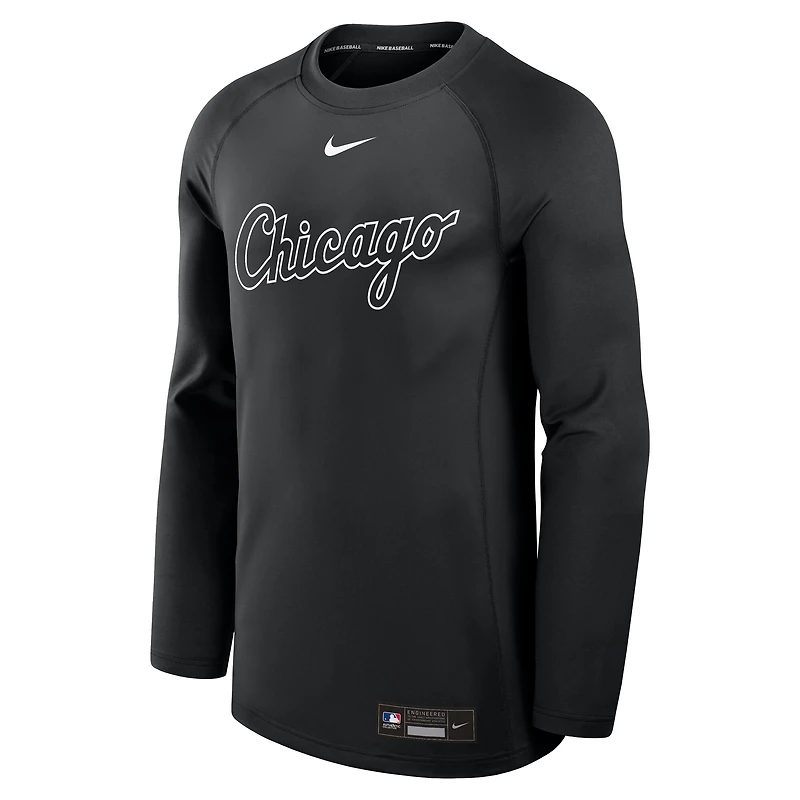 Men's Nike Black Chicago White Sox Authentic Collection Game Time Raglan Dri-FIT Long Sleeve T-Shirt