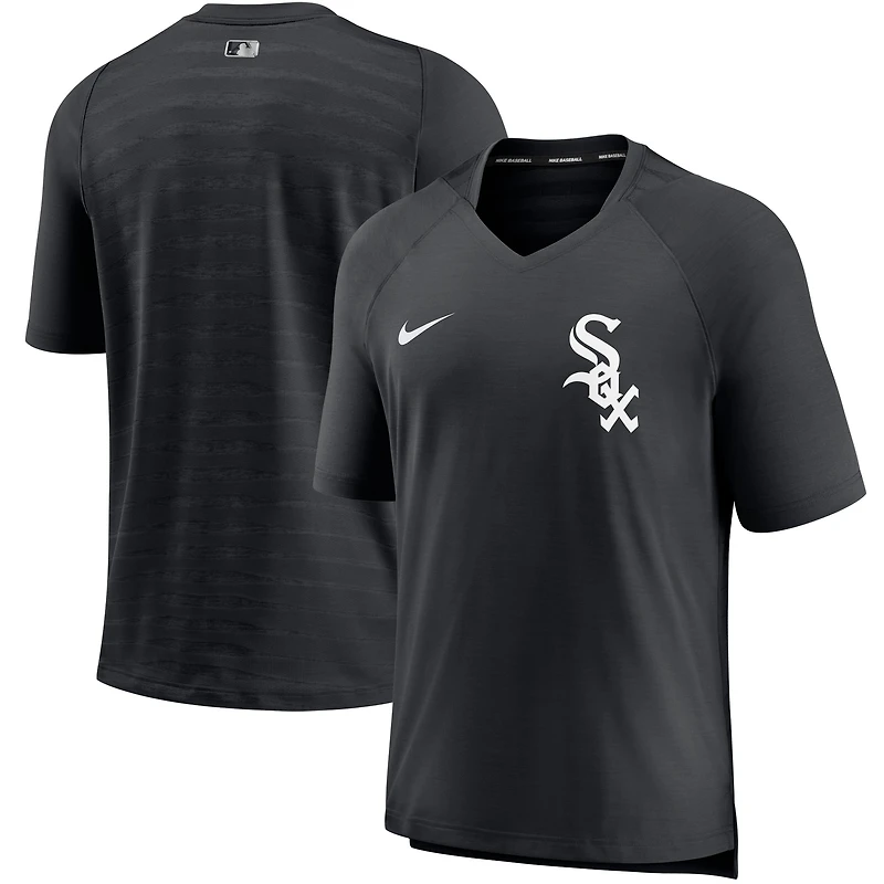 T-shirt à col en V Nike pour homme, noir, Chicago White Sox Authentic Collection, performance d'avant-match