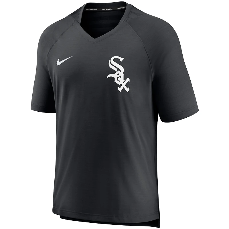 T-shirt à col en V Nike pour homme, noir, Chicago White Sox Authentic Collection, performance d'avant-match