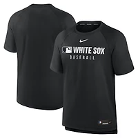 T-shirt Nike noir authentique Chicago White Sox pour homme, collection pré-match Raglan Dri-FIT