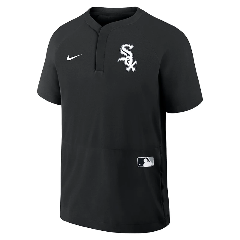 Men's Nike Black Chicago White Sox Authentic Collection Raglan Short Sleeve Windshirt