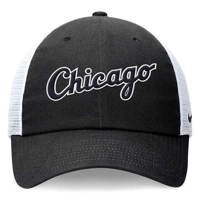 Casquette de camionneur ajustable Nike noire avec logo Chicago White Sox pour homme