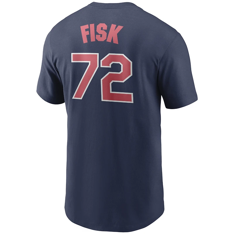 T-shirt avec nom et numéro Nike Carlton Fisk pour homme, bleu marine, Chicago White Sox, collection Cooperstown